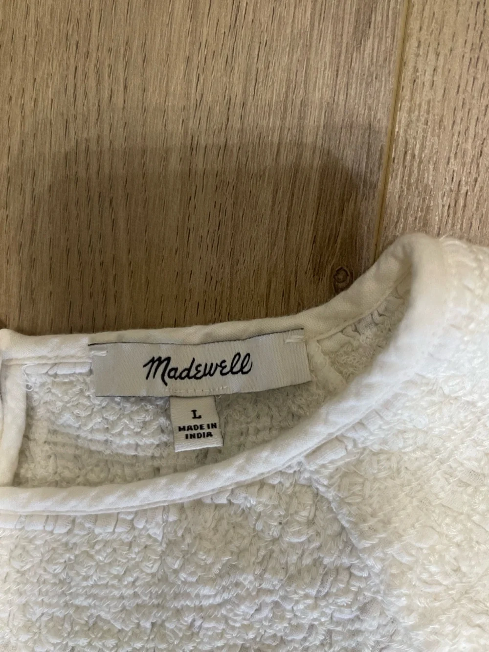 Madewell White Smocked Puff-Sleeve Top (L)